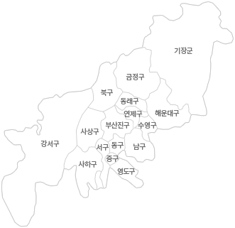 부산지도 이미지- 이미지의 해당 구를 클릭하면 차트를 확인할 수 있습니다.